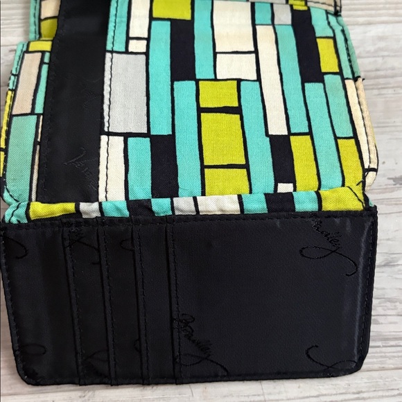 Vera Bradley Teal Blue Green Floral Trifold Wallet Snap Closure AUTHENTIC - Picture 9 of 10